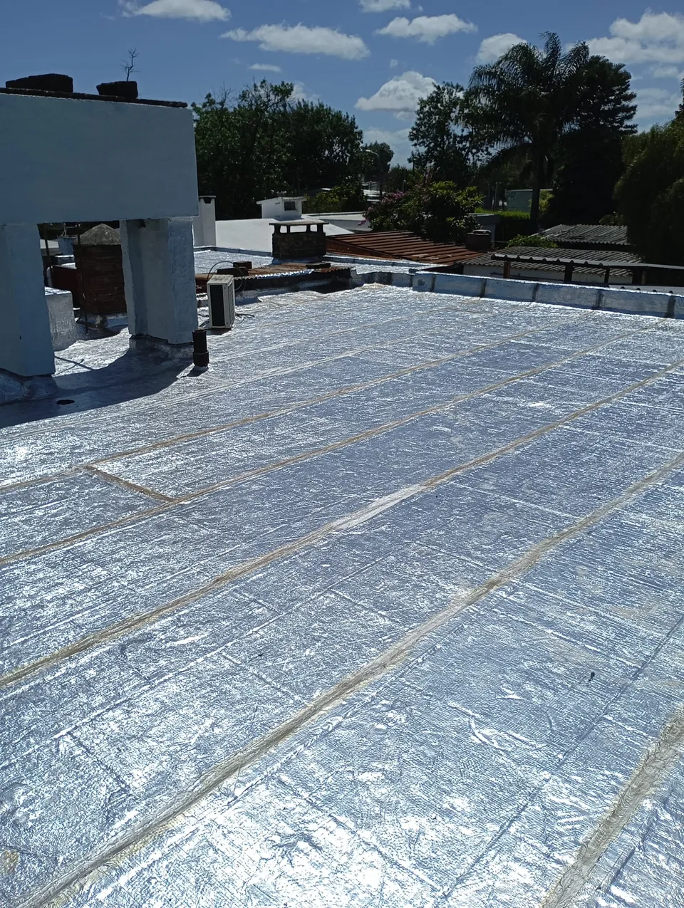 Azotea en Belvedere terminada con membrana asfáltica aluminizada